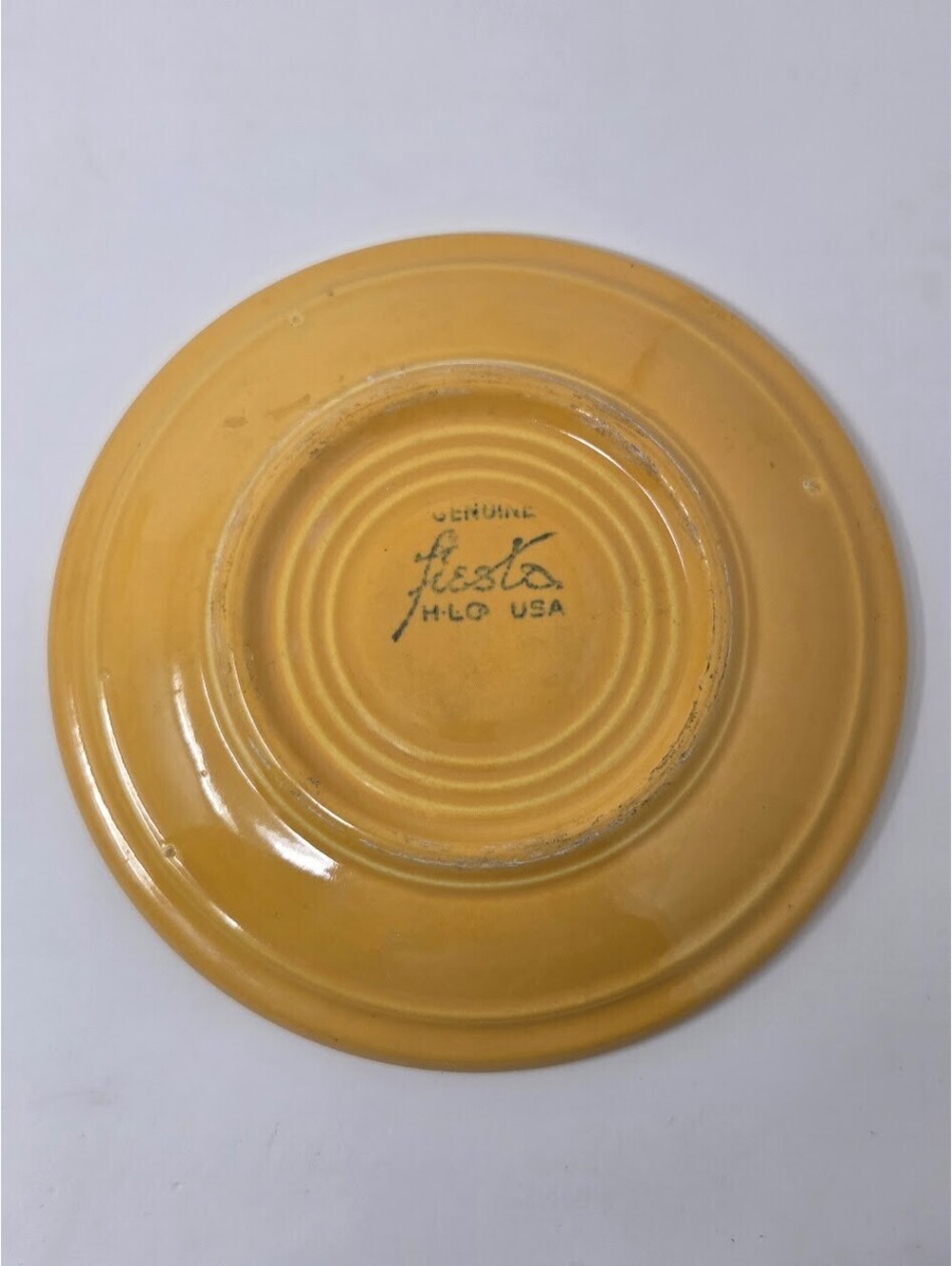 Vintage 1936 Genuine Fiesta HLC USA Yellow Saucer Plate 6 Inch Concentric Rings